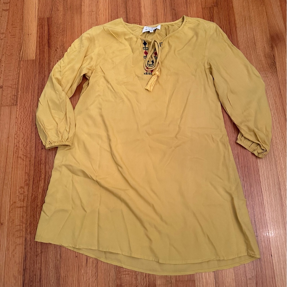 Margaux Riviera dress with a tie neckline and embroidered detailSize M (#1)